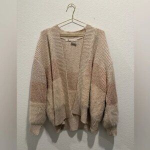 Anthropologie The Impeccible Pig colorblock Cream Knit cardigan Sweater